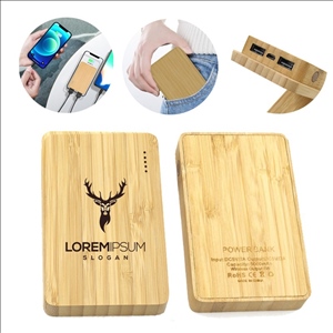 Bamboo 5000mAh Portable Charger with 3 Outputs Custom Logo Wireless Power Bank
